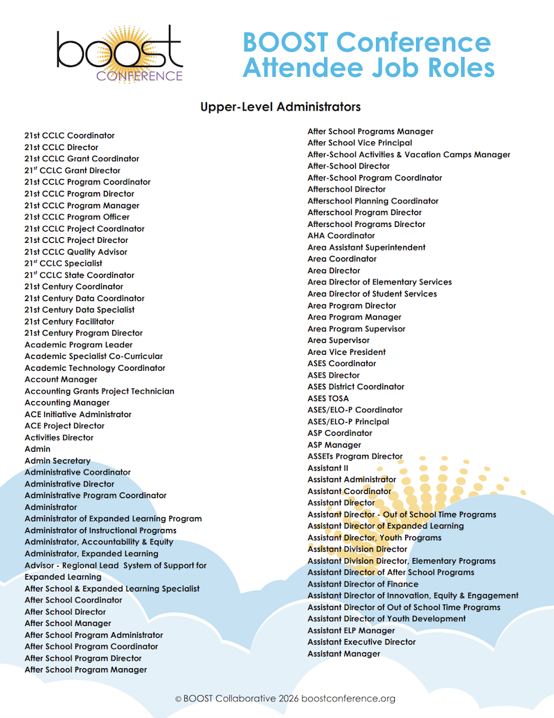 2026 BOOST Conference Attendee Job Roles