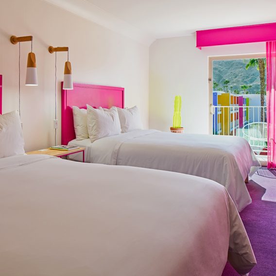 Saguaro Palm Springs Hotel pink color rooms
